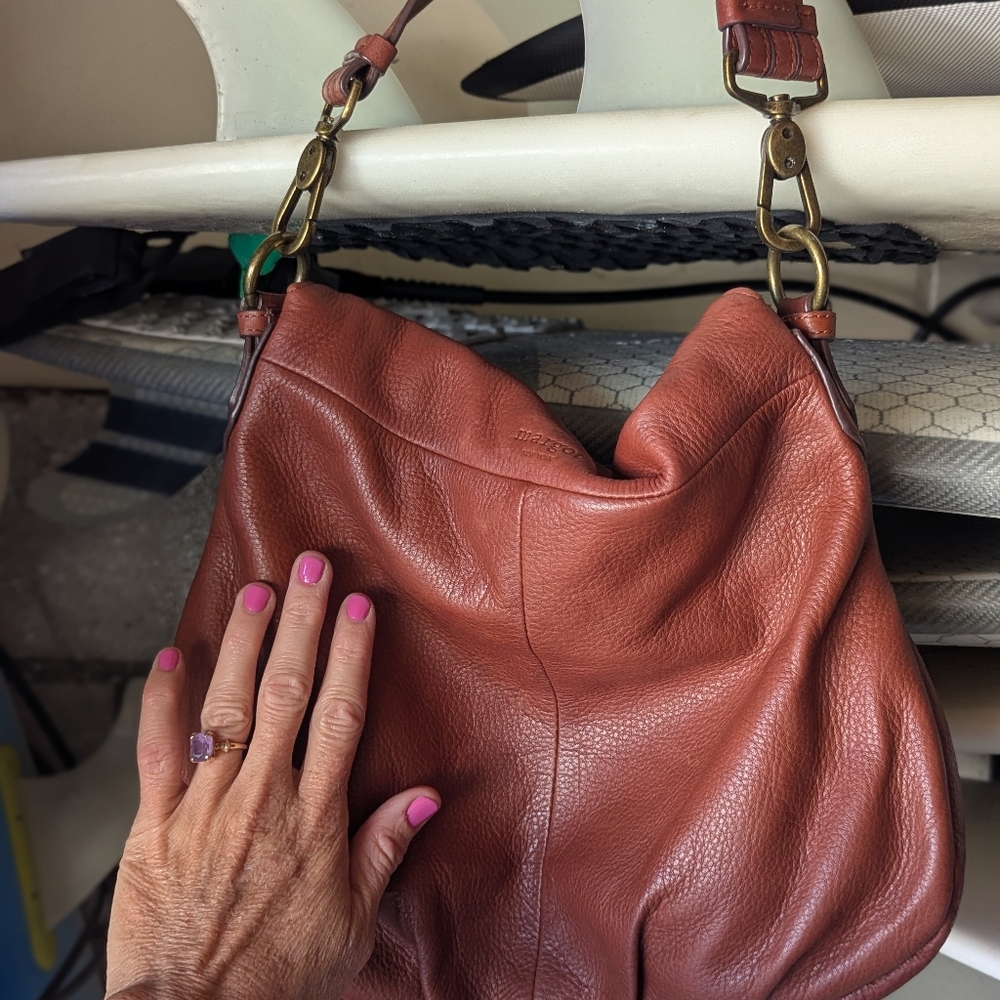 Margot Brown Leather Purse. Hobo, Boho. Fold Over. Shoulder Bag Purse - Picture 13 of 15